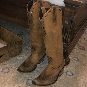 Liberty black brown boots studs 7 cowgirl